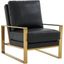 Leisuremod Jefferson Leather Modern Design Accent Armchair With Elegant Gold Frame In Black