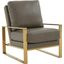 Leisuremod Jefferson Leather Modern Design Accent Armchair With Elegant Gold Frame In Grey