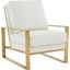 Leisuremod Jefferson Leather Modern Design Accent Armchair With Elegant Gold Frame In White