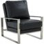 Leisuremod Jefferson Leather Modern Design Accent Armchair With Elegant Silver Frame In Black