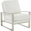 Leisuremod Jefferson Leather Modern Design Accent Armchair With Elegant Silver Frame In White