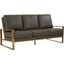 Leisuremod Jefferson Modern Design Leather Sofa With Gold Frame In Grey