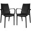 LeisureMod Kent Outdoor Dining Arm Chair Set of 2 KCA21BL2