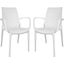 LeisureMod Kent Outdoor Dining Arm Chair Set of 2