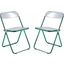 Leisuremod Lawrence Acrylic Folding Chair With Green Metal Frame Set Of 2