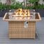 Leisuremod Mace Wicker Patio Modern Propane Fire Pit Table In Light Brown