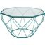 Leisuremod Malibu Large Modern Octagon Glass Top Coffee Table With Geometric Base In Blue