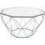 Leisuremod Malibu Large Modern Octagon Glass Top Coffee Table With Geometric Base In Grey