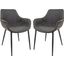 LeisureMod Markley Modern Leather Black Dining Arm Chair With Metal Legs Set of 2
