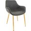 Leisuremod Markley Modern Leather Dining Arm Chair Kitchen Chairs With Gold Metal Legs In Charcoal And Black