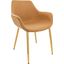 Leisuremod Markley Modern Leather Dining Arm Chair Kitchen Chairs With Gold Metal Legs In Light Brown