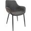 Leisuremod Markley Modern Leather Dining Arm Chair Kitchen Chairs With Metal Legs In Charcoal And Black