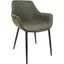 Leisuremod Markley Modern Leather Dining Arm Chair Kitchen Chairs With Metal Legs In Olive Green