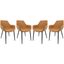 LeisureMod Markley Modern Leather Light Brown Dining Arm Chair With Metal Legs Set of 4