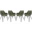 LeisureMod Markley Modern Leather Olive Green Dining Arm Chair With Metal Legs Set of 4