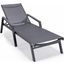 Leisuremod Marlin Patio Chaise Lounge Chair With Armrests In Black Aluminum Frame In Black