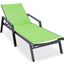 Leisuremod Marlin Patio Chaise Lounge Chair With Armrests In Black Aluminum Frame In Green