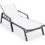 Leisuremod Marlin Patio Chaise Lounge Chair With Armrests In Black Aluminum Frame In White