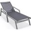 Leisuremod Marlin Patio Chaise Lounge Chair With Armrests In Grey Aluminum Frame In Black