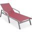 Leisuremod Marlin Patio Chaise Lounge Chair With Armrests In Grey Aluminum Frame In Burgundy