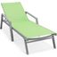 Leisuremod Marlin Patio Chaise Lounge Chair With Armrests In Grey Aluminum Frame In Green