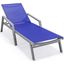 Leisuremod Marlin Patio Chaise Lounge Chair With Armrests In Grey Aluminum Frame In Navy Blue