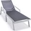 Leisuremod Marlin Patio Chaise Lounge Chair With Armrests In White Aluminum Frame In Black