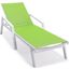Leisuremod Marlin Patio Chaise Lounge Chair With Armrests In White Aluminum Frame In Green