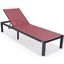 Leisuremod Marlin Patio Chaise Lounge Chair With Black Aluminum Frame In Burgundy