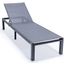 Leisuremod Marlin Patio Chaise Lounge Chair With Black Aluminum Frame In Dark Grey
