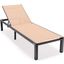 Leisuremod Marlin Patio Chaise Lounge Chair With Black Aluminum Frame In Light Brown