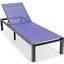 Leisuremod Marlin Patio Chaise Lounge Chair With Black Aluminum Frame In Navy Blue