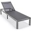 Leisuremod Marlin Patio Chaise Lounge Chair With Grey Aluminum Frame In Black