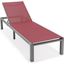Leisuremod Marlin Patio Chaise Lounge Chair With Grey Aluminum Frame In Burgundy