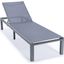 Leisuremod Marlin Patio Chaise Lounge Chair With Grey Aluminum Frame In Dark Grey