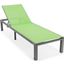 Leisuremod Marlin Patio Chaise Lounge Chair With Grey Aluminum Frame In Green