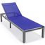 Leisuremod Marlin Patio Chaise Lounge Chair With Grey Aluminum Frame In Navy Blue