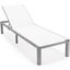 Leisuremod Marlin Patio Chaise Lounge Chair With Grey Aluminum Frame In White