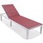 Leisuremod Marlin Patio Chaise Lounge Chair With White Aluminum Frame In Burgundy