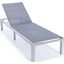 Leisuremod Marlin Patio Chaise Lounge Chair With White Aluminum Frame In Dark Grey