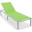 Leisuremod Marlin Patio Chaise Lounge Chair With White Aluminum Frame In Green