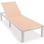 Leisuremod Marlin Patio Chaise Lounge Chair With White Aluminum Frame In Light Brown