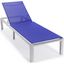 Leisuremod Marlin Patio Chaise Lounge Chair With White Aluminum Frame In Navy Blue