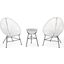 Leisuremod Montara 3 Piece Outdoor Lounge Patio Chair With Glass Top Table In White