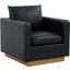 Leisuremod Nervo Leather Accent Arm Chair With Gold Frame In Black