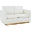 Leisuremod Nervo Modern Mid-Century Upholstered Leather Loveseat With Gold Frame In White
