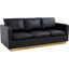 Leisuremod Nervo Modern Mid-Century Upholstered Leather Sofa With Gold Frame In Black