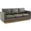 Leisuremod Nervo Modern Mid-Century Upholstered Leather Sofa With Gold Frame In Grey