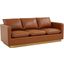 Leisuremod Nervo Modern Mid-Century Upholstered Leather Sofa With Gold Frame In Tan