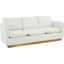 Leisuremod Nervo Modern Mid-Century Upholstered Leather Sofa With Gold Frame In White